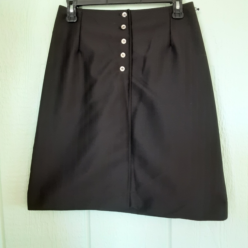 Glenbrooke #464 Vintage Women's Skirt Black Sz 12 Preowned Button Closure Front